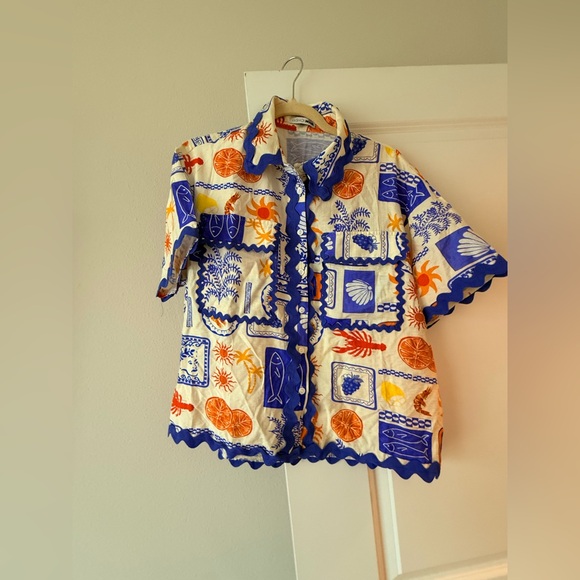Fashion Nova Kids Short-Sleeve Button-Up Shirt - Blue, Orange & Yellow - Picture 9 of 10